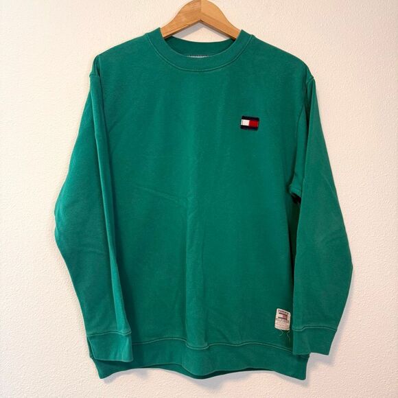 Vintage 90s Tommy Hilfiger Green Sweatshirt Size Large - Picture 1 of 8